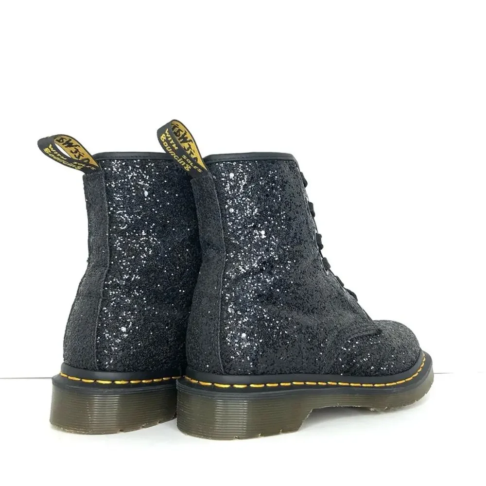 Dr Martens Black Chunky Glitter 1460 Farrah Ankle Boots Women’s 5 Shoes - Picture 8 of 12